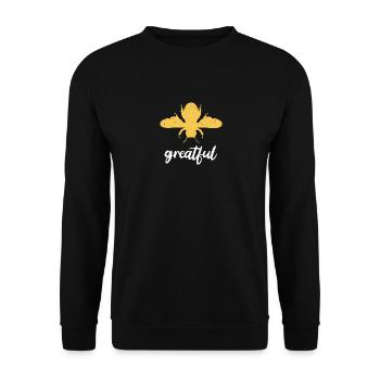 Gelb Bee Greatful Biene Be Greatful - Unisex Pullover - Schwarz - Vorne - Alina (178cm) & Michal (187cm)