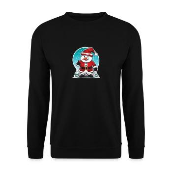 cooler Schneemann - Unisex Pullover - Schwarz - Vorne - Alina (178cm) & Michal (187cm)