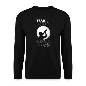 Team bräutigam JGA Letzter Tanz im Mondschein - Unisex Pullover - Schwarz - Vorne - Alina (178cm) & Michal (187cm)