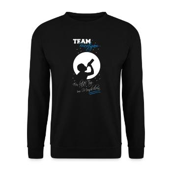 Team Bräutigam JGA Letzter Tanz im Mondschein - Unisex Pullover - Schwarz - Vorne - Alina (178cm) & Michal (187cm)
