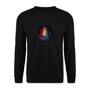 Blick in Wald bunt colorfull freigestellt - Unisex Pullover - Schwarz - Vorne - Alina (178cm) & Michal (187cm)