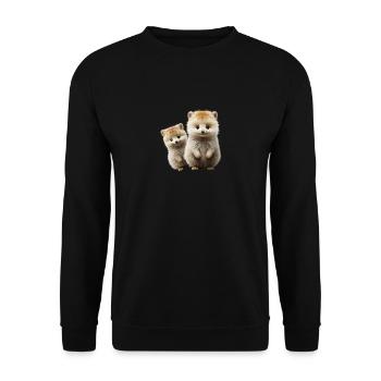 Ich liebe Quokkas - Unisex Pullover - Schwarz - Vorne - Alina (178cm) & Michal (187cm)
