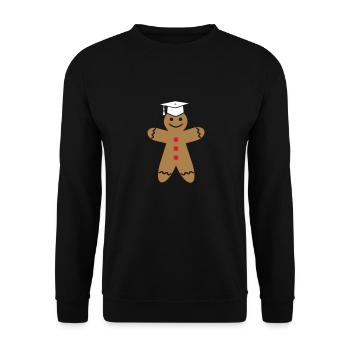 Doktorhut auf Lebkuchenmann Examen Doktorarbeit - Unisex Pullover - Schwarz - Vorne - Alina (178cm) & Michal (187cm)