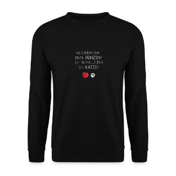 Katze Katzen Kater Geschenk Liebe Siam Maine Coon - Unisex Pullover - Schwarz - Vorne - Alina (178cm) & Michal (187cm)
