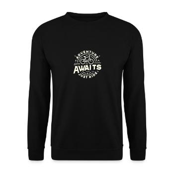 Das Abenteuer wartet, fahr einfach los - Unisex Pullover - Schwarz - Vorne - Alina (178cm) & Michal (187cm)