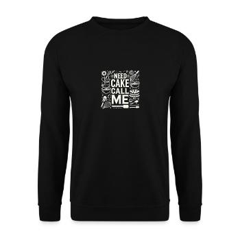 Brauche Kuchen Ruf mich an - Unisex Pullover - Schwarz - Vorne - Alina (178cm) & Michal (187cm)