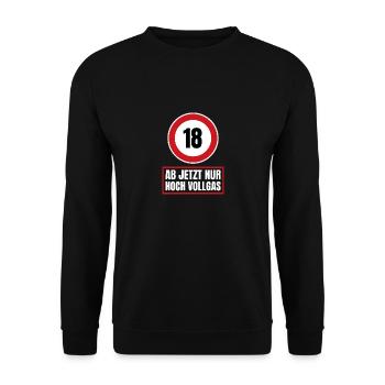 18. Geburtstag - endlich 18 - Unisex Pullover - Schwarz - Vorne - Alina (178cm) & Michal (187cm)