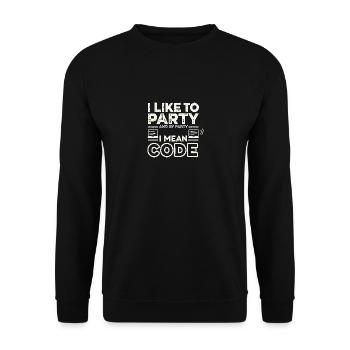 Ich mag Partys und mit Party meine ich Code - Unisex Pullover - Schwarz - Vorne - Alina (178cm) & Michal (187cm)