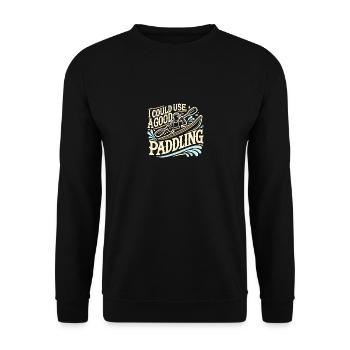 Ich könnte ein gutes Paddeln gebrauchen - Unisex Pullover - Schwarz - Vorne - Alina (178cm) & Michal (187cm)