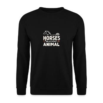 Pferde sind mein Seelentier - Unisex Pullover - Schwarz - Vorne - Alina (178cm) & Michal (187cm)