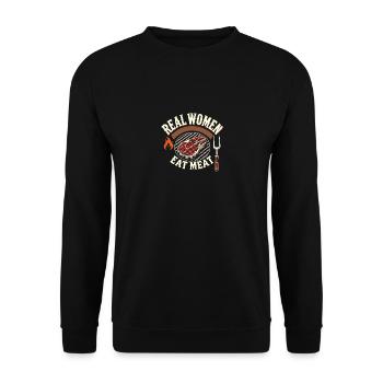 Echte Frauen essen Fleisch - Unisex Pullover - Schwarz - Vorne - Alina (178cm) & Michal (187cm)
