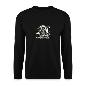 Ich liebe dich bis zur Scheune und zurück - Unisex Pullover - Schwarz - Vorne - Alina (178cm) & Michal (187cm)