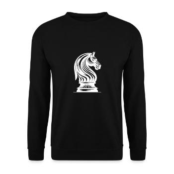 pièce d’échecs cheval chevalier tatouage d’échecs - Sweat-shirt Unisexe - noir - Devant - Alina (178cm) & Michal (187cm)