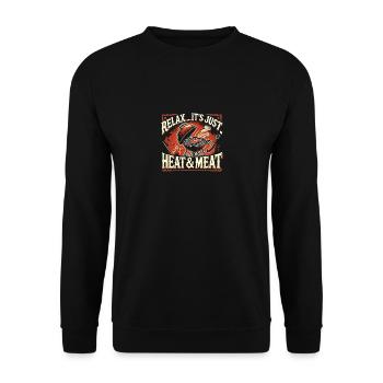 Entspannen Sie sich, es ist nur Hitze und Fleisch - Unisex Pullover - Schwarz - Vorne - Alina (178cm) & Michal (187cm)