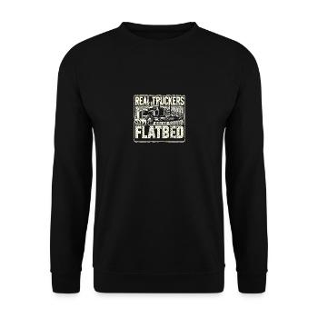 Echte Trucker fahren Tieflader - Unisex Pullover - Schwarz - Vorne - Alina (178cm) & Michal (187cm)