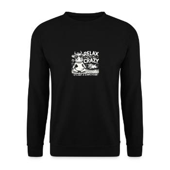 Entspannen Sie sich Wir sind alle verrückt Es ist - Unisex Pullover - Schwarz - Vorne - Alina (178cm) & Michal (187cm)