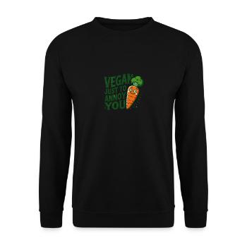 Vegan, nur um Sie zu ärgern - Unisex Pullover - Schwarz - Vorne - Alina (178cm) & Michal (187cm)