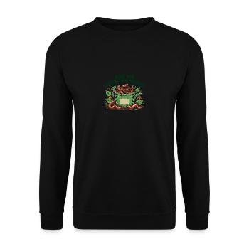 Fragen Sie mich nach meinen Würmern - Unisex Pullover - Schwarz - Vorne - Alina (178cm) & Michal (187cm)