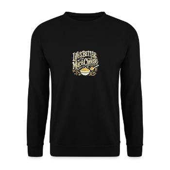 Das Leben ist besser mit Mac & Cheese - Unisex Pullover - Schwarz - Vorne - Alina (178cm) & Michal (187cm)