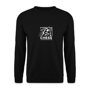 Schach ist Wissenschaft und Sport in einem - Unisex Pullover - Schwarz - Vorne - Alina (178cm) & Michal (187cm)