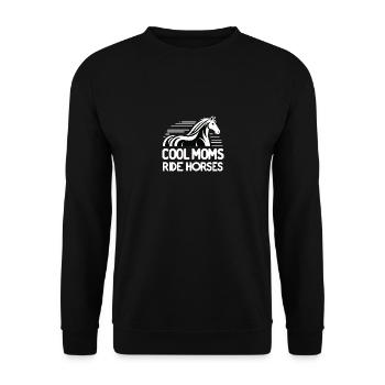 Coole Mütter reiten auf Pferden - Unisex Pullover - Schwarz - Vorne - Alina (178cm) & Michal (187cm)