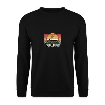 Ich würde lieber auf meinem Paddelbrett sein - Unisex Pullover - Schwarz - Vorne - Alina (178cm) & Michal (187cm)