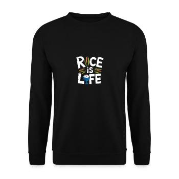 Rice is life funny Reis Design - Unisex Sweatshirt - black - Front - Alina (178cm) & Michal (187cm)
