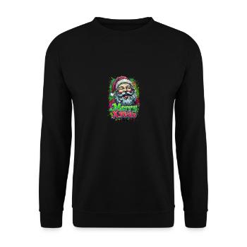 Merry Xmas Funny Santa - Unisex Sweatshirt - black - Front - Alina (178cm) & Michal (187cm)