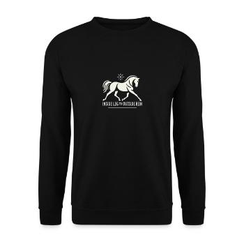 Beininnenseite bis Zügelaußenseite - Unisex Pullover - Schwarz - Vorne - Alina (178cm) & Michal (187cm)
