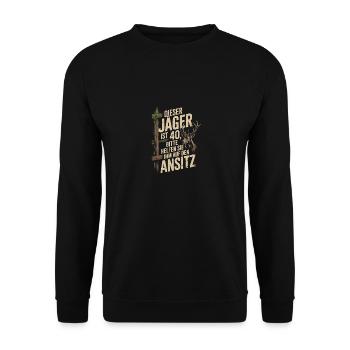 Dieser Jäger ist 40 - Unisex Pullover - Schwarz - Vorne - Alina (178cm) & Michal (187cm)
