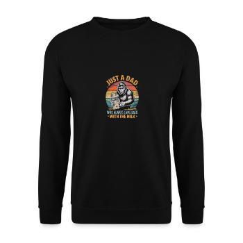 Just a dad who always came back with the milk - Unisex Pullover - Schwarz - Vorne - Alina (178cm) & Michal (187cm)
