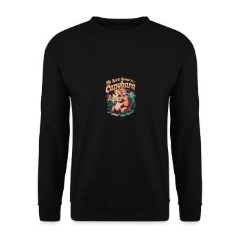 My Spirit Animal Is A Capybara - Unisex Pullover - Schwarz - Vorne - Alina (178cm) & Michal (187cm)