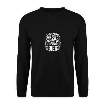 Lustiges Bier Design mit Reicht mir Bier - Unisex Pullover - Schwarz - Vorne - Alina (178cm) & Michal (187cm)
