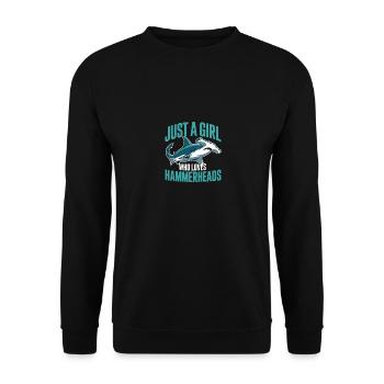 Just a girl who loves Hammerheads - Unisex Pullover - Schwarz - Vorne - Alina (178cm) & Michal (187cm)