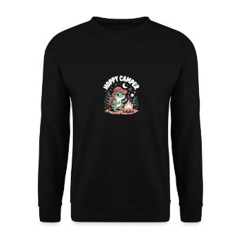 Hoppy Camper Camper Frosch - Unisex Pullover - Schwarz - Vorne - Alina (178cm) & Michal (187cm)