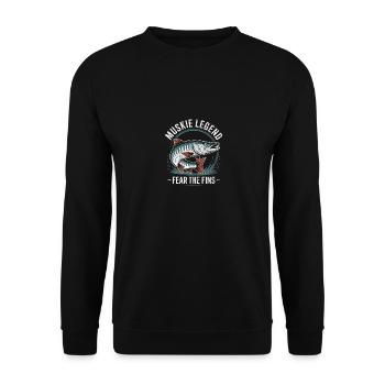 Cooles Muskie Fish Design - Unisex Pullover - Schwarz - Vorne - Alina (178cm) & Michal (187cm)
