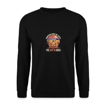 Lustiges Halloween Design mit Kürbis - Unisex Pullover - Schwarz - Vorne - Alina (178cm) & Michal (187cm)