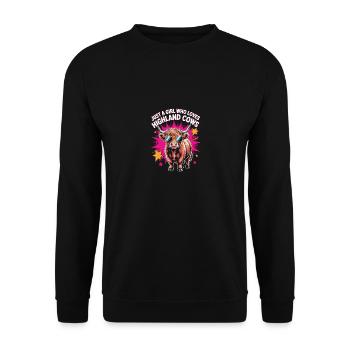 Juste une fille qui aime les vaches Highland - Sweat-shirt Unisexe - noir - Devant - Alina (178cm) & Michal (187cm)