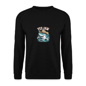 Yee mâchoire drôle cow-boy requin - Sweat-shirt Unisexe - noir - Devant - Alina (178cm) & Michal (187cm)