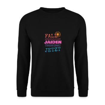 Vorname Jaiden - Unisex Pullover - Schwarz - Vorne - Alina (178cm) & Michal (187cm)