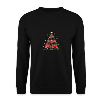 Lustiges Feuerwehrauto, Feuerwehrauto, Weihnachten - Unisex Pullover - Schwarz - Vorne - Alina (178cm) & Michal (187cm)