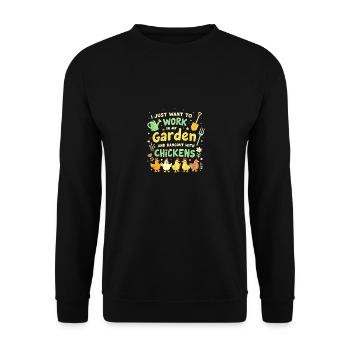 T Shirt Garden Chickens - Unisex Sweatshirt - black - Front - Alina (178cm) & Michal (187cm)
