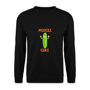 Muskelmann Gurke muscle cuke vegan und lustig - Unisex Pullover - Schwarz - Vorne - Alina (178cm) & Michal (187cm)