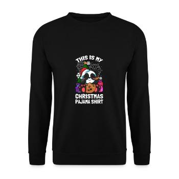 This Is My Christmas Pajama Shirt Weihnachten - Unisex Pullover - Schwarz - Vorne - Alina (178cm) & Michal (187cm)