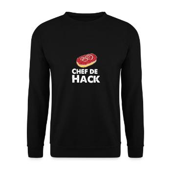 Chef de Hack Mett Mettbrötchen - Sweat-shirt Unisexe - noir - Devant - Alina (178cm) & Michal (187cm)