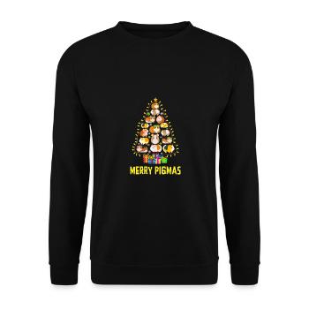 Merry Pigmas Graphic Guinea Pig Owner Pet Cavy Ani - Unisex Pullover - Schwarz - Vorne - Alina (178cm) & Michal (187cm)