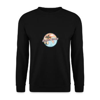 Santa Cruz Kalifornien 70er 80er Sonnenuntergang - Unisex Pullover - Schwarz - Vorne - Alina (178cm) & Michal (187cm)
