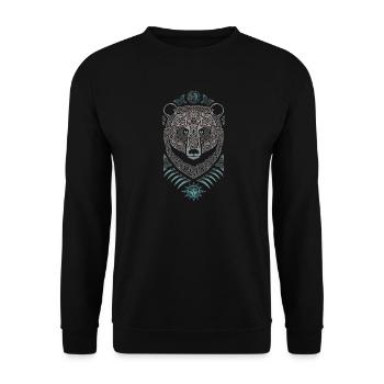 Loup Celtique Mandala et Soleil - Sweat-shirt Unisexe - noir - Devant - Alina (178cm) & Michal (187cm)