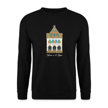 Werne a. d. Lippe, historic town hall - Unisex Sweatshirt - black - Front - Alina (178cm) & Michal (187cm)