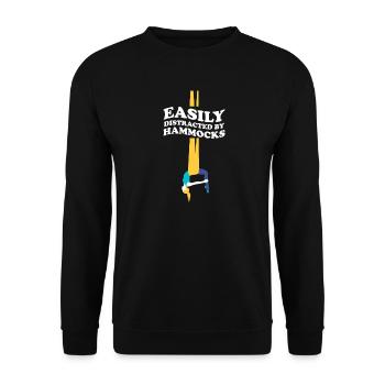 Easily DIstracted By Hammocks Aerial Yoga Hammock - Unisex Sweatshirt - black - Front - Alina (178cm) & Michal (187cm)